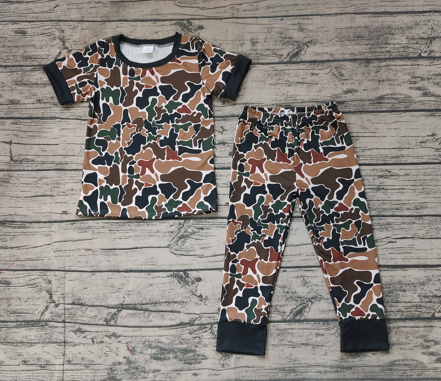 Baby Boys Brown Camo Shirt Pants Bamboo Pajamas Clothes Sets