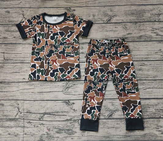 Baby Boys Brown Camo Shirt Pants Bamboo Pajamas Clothes Sets