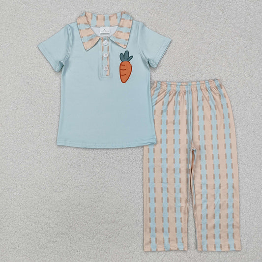Sibling Girls Baby Boys Easter Carrot Corral Rompers Sets