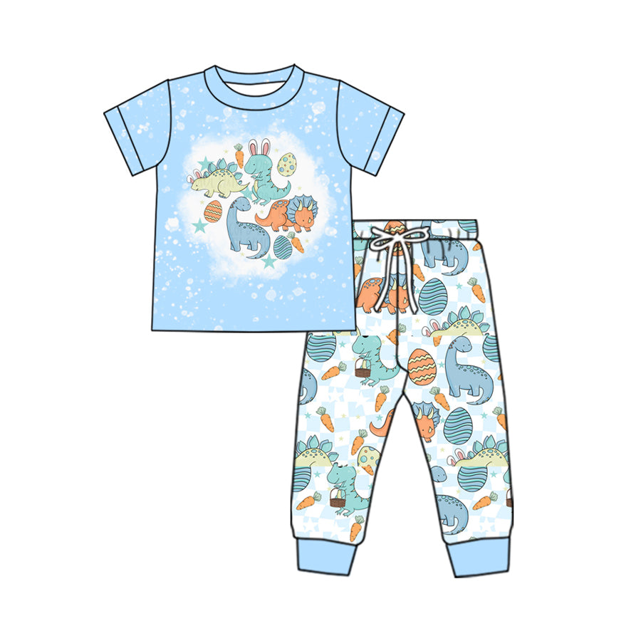 Baby Boys Easter Dinosaurs Eggs Shirt Jogger Pants Clothes Sets Preorder