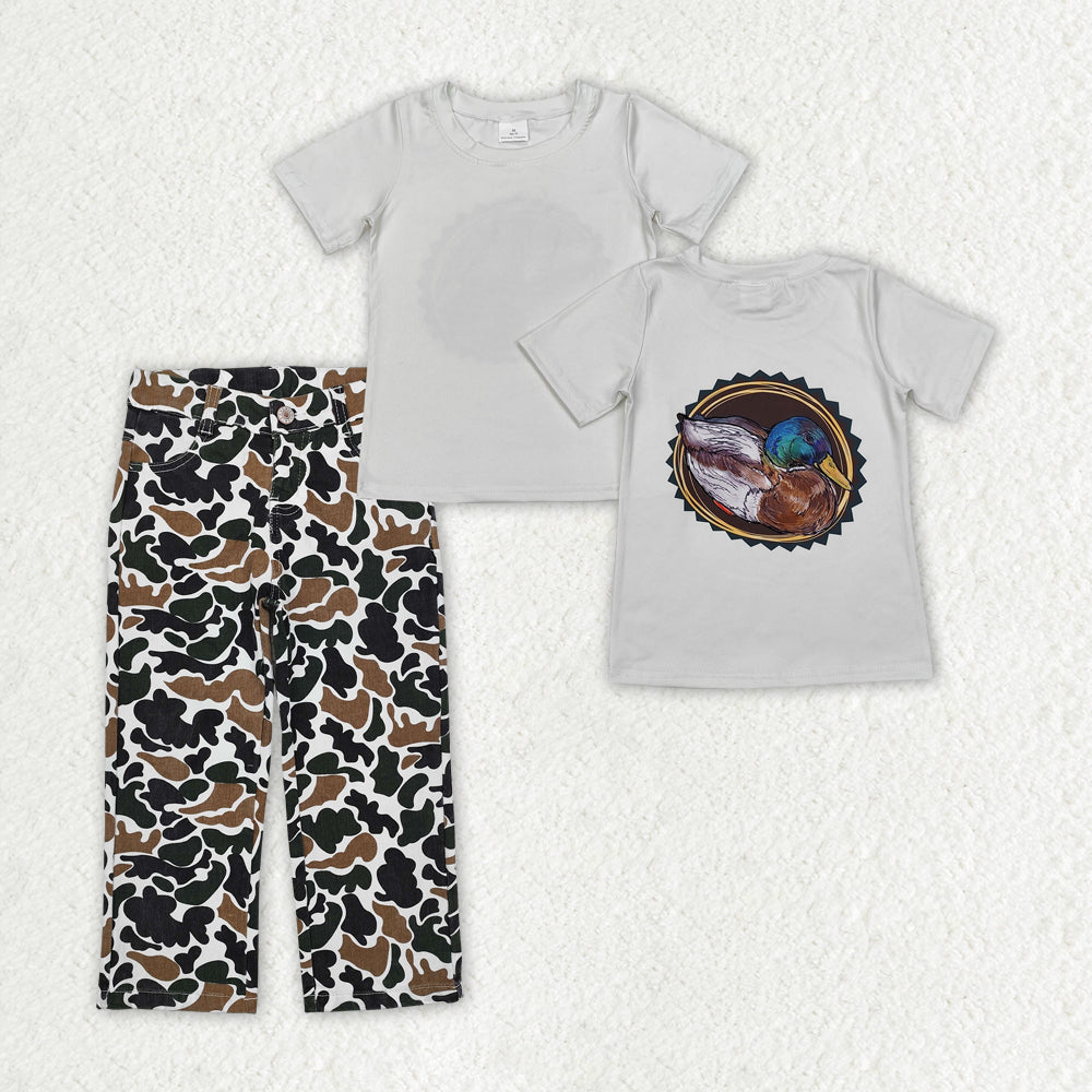 Boys Duck Shirt Camouflage Denim Jeans Pants Clothes Sets