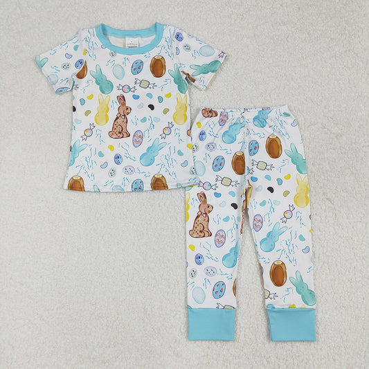 Sibling Boys Baby Girls Easter Rabbits Eggs Rompers Pajamas Sets