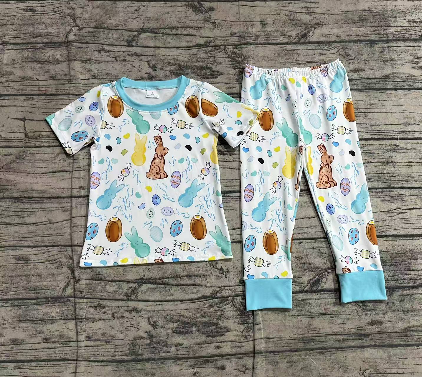 Baby Boys Easter Rabbits Eggs Shirt Pants Pajamas Sets
