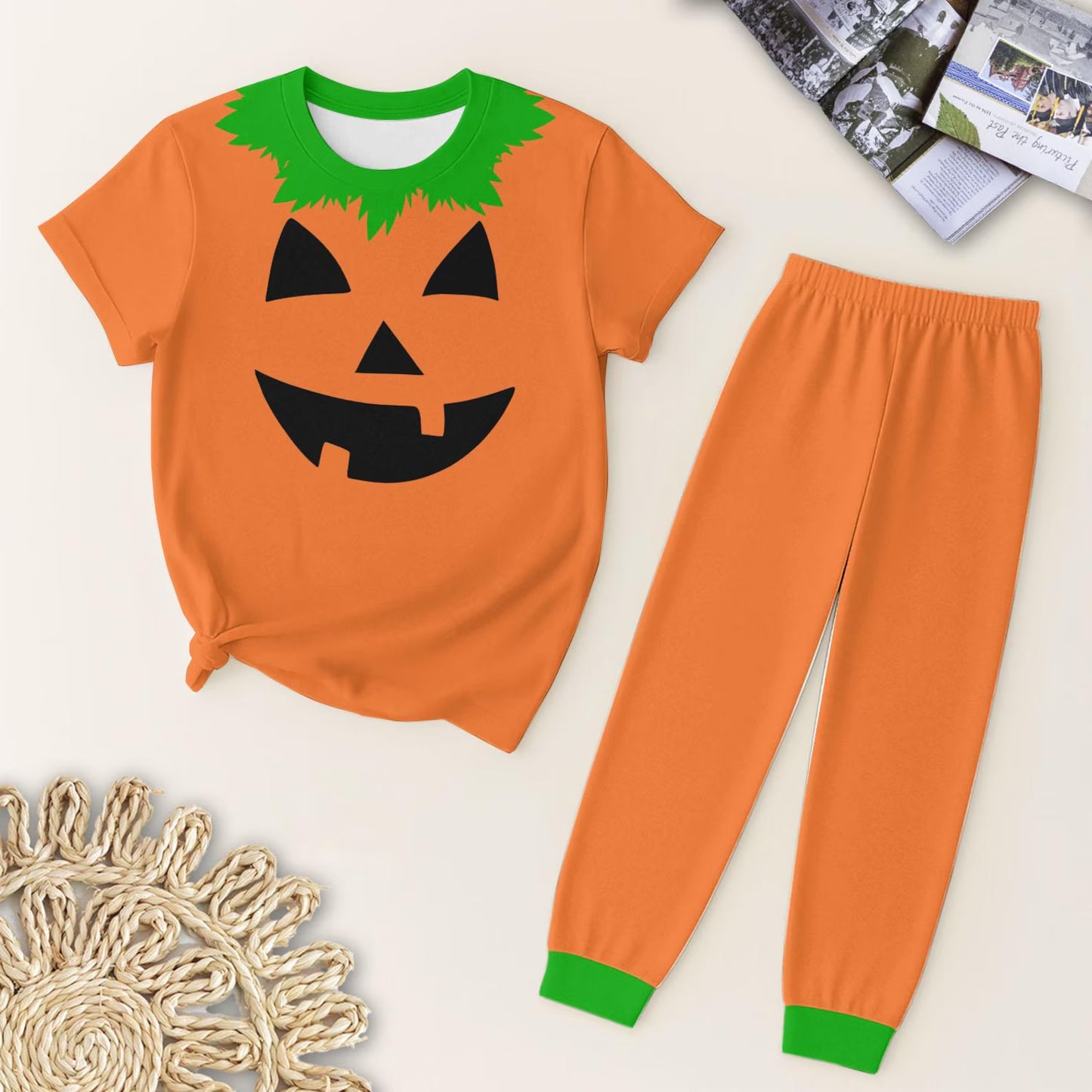 Baby Boys Short Sleeves Ghost Pumpkin Top Legging Pant Pajamas Set Preorder