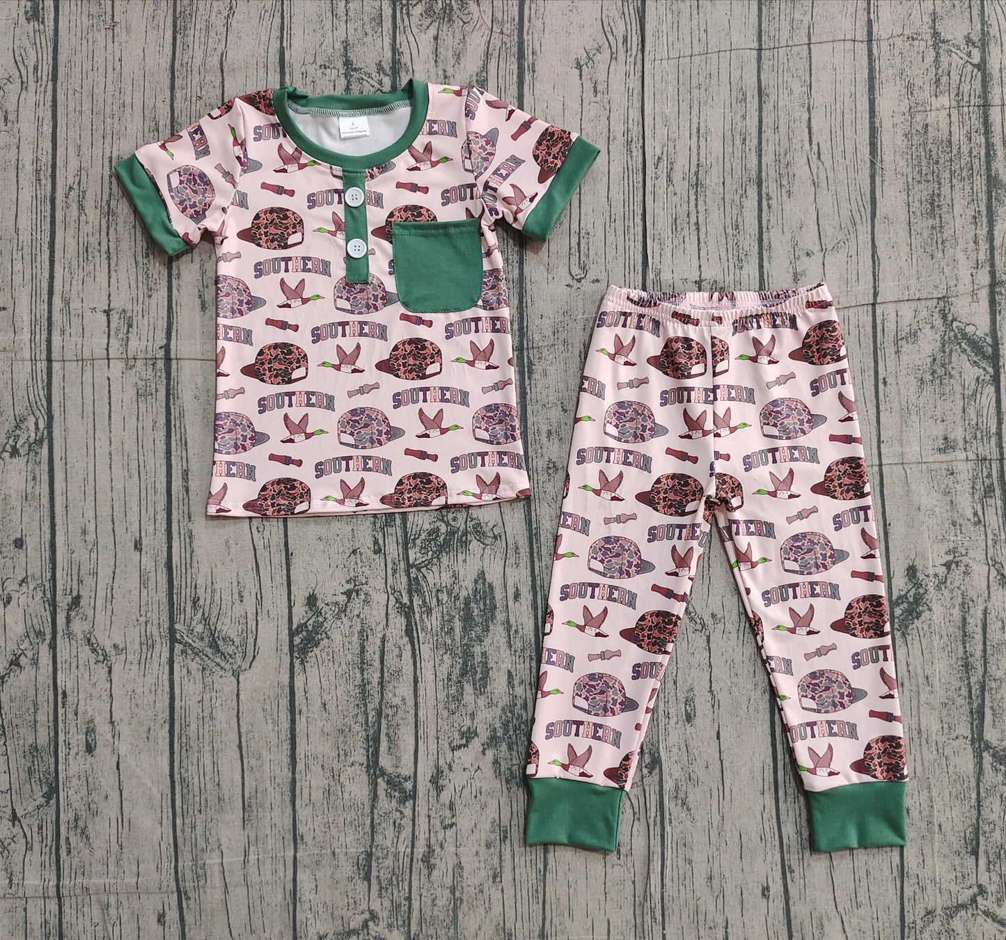 Baby Boys Camo Hats Ducks Pocket Top Pants Southern Clothes Sets Preorder