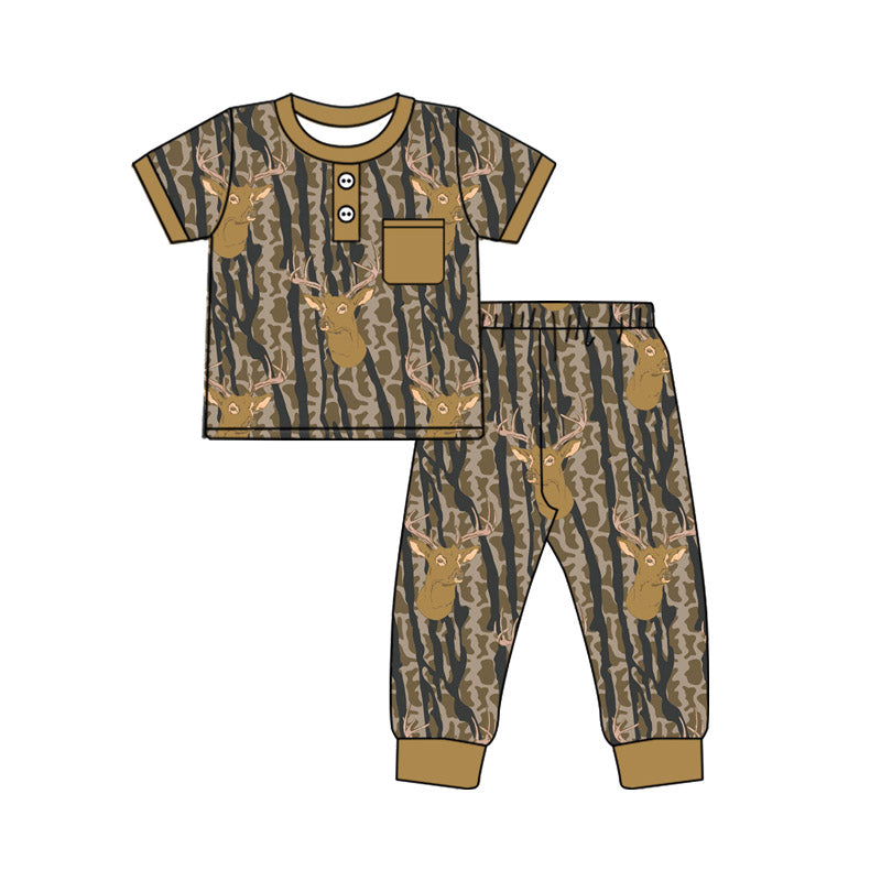 Baby Boys Camo Deer Pocket Top Pants Southern Clothes Sets Preorder