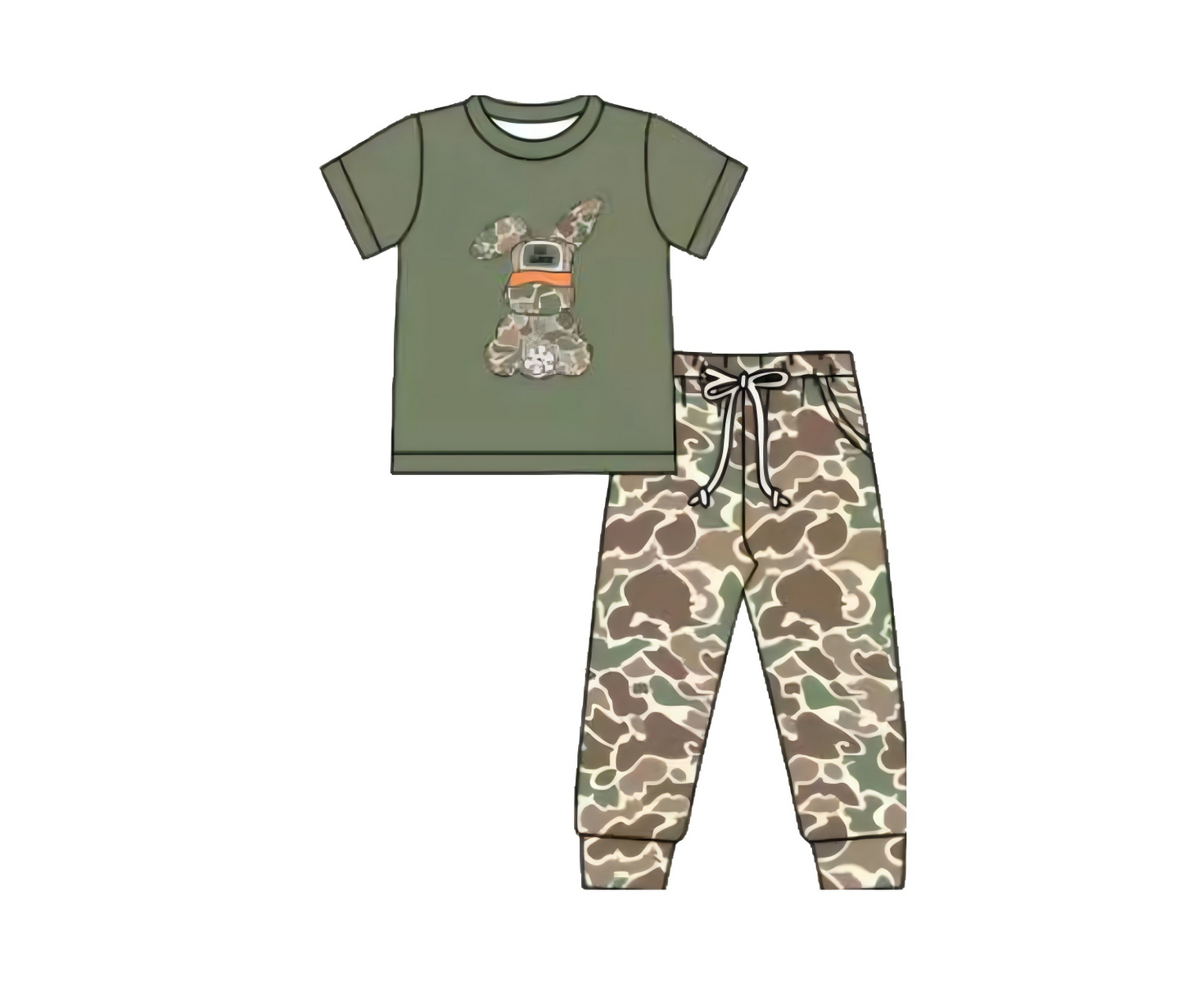 Baby Boys Camo Rabbit Top Pockets Pants Easter Clothes Sets Preorder