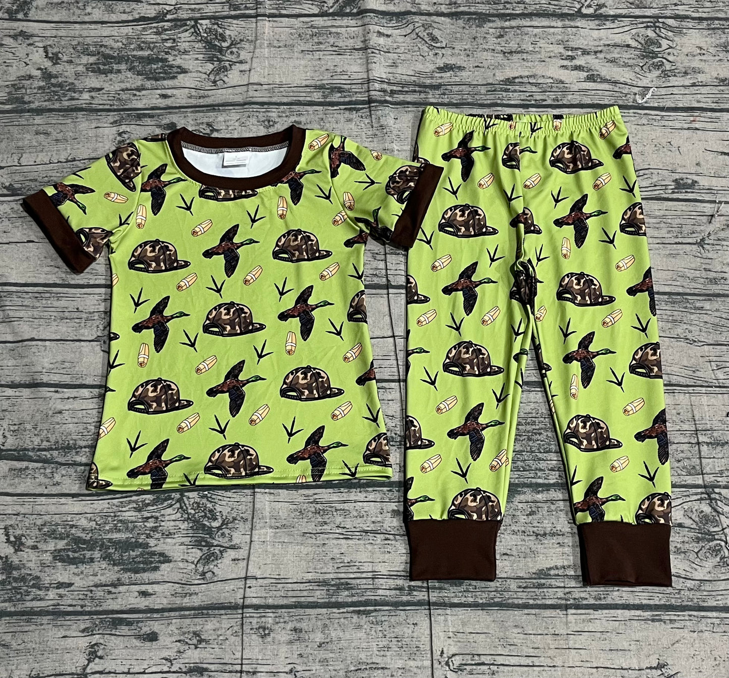 Baby Boys Ducks Calls Camo Hats Top Pants Hunting Pajamas Sets Preorder