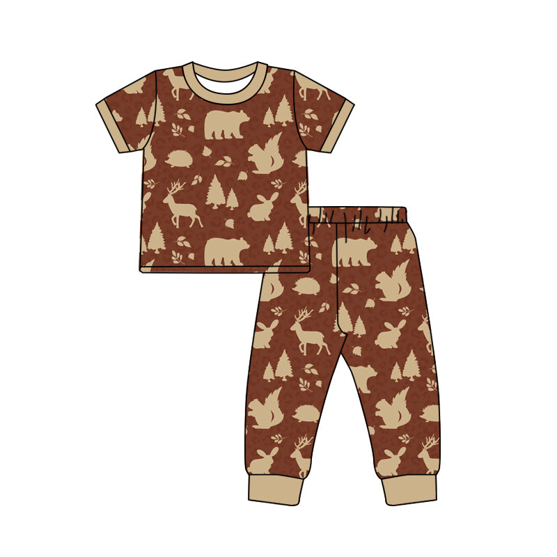Baby Boys Short Sleeve Bears Deer Top Pant Hunting Pajamas Sets Preorder