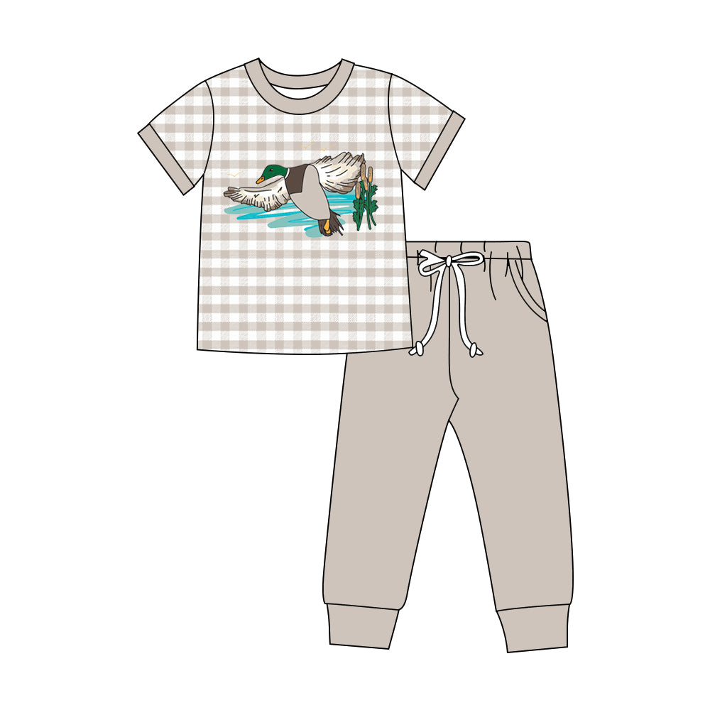 Baby Boys Khaki Checked Ducks Top Pockets Jogger Hunting Clothes Sets Preorder