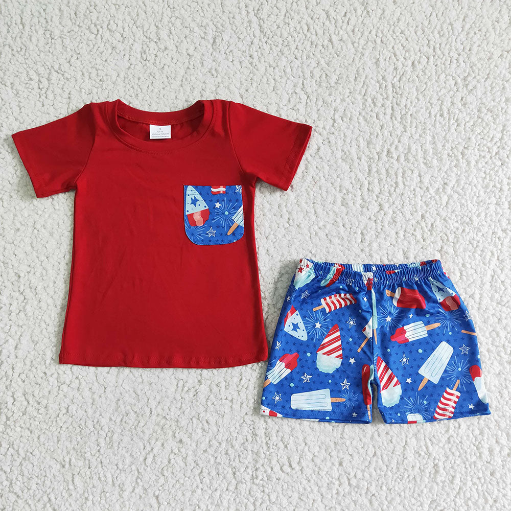 Sibling Baby Girls Boys 4th of July Popsicle Summer Rompers Outfits Sets