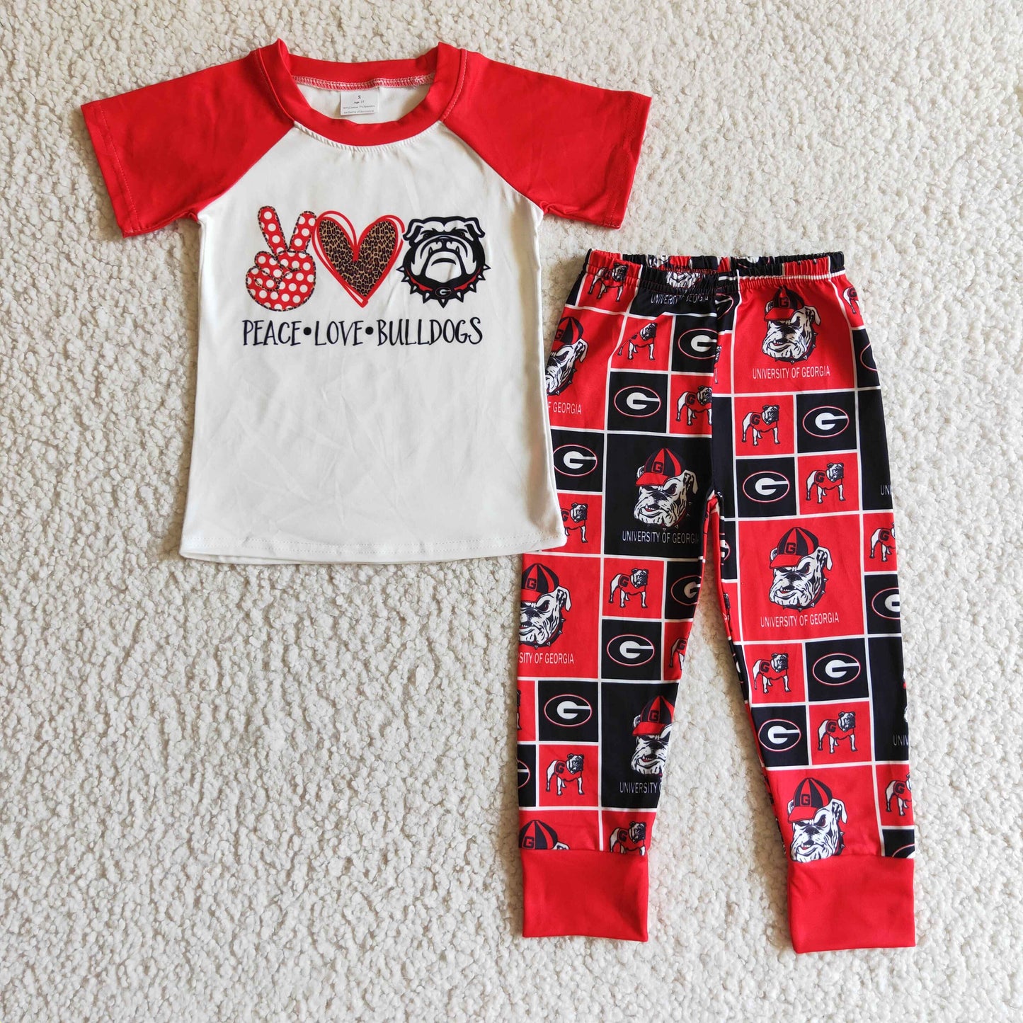 Sibling Girls Boys Peace Love Bulldogs Team Top Pants Outfits
