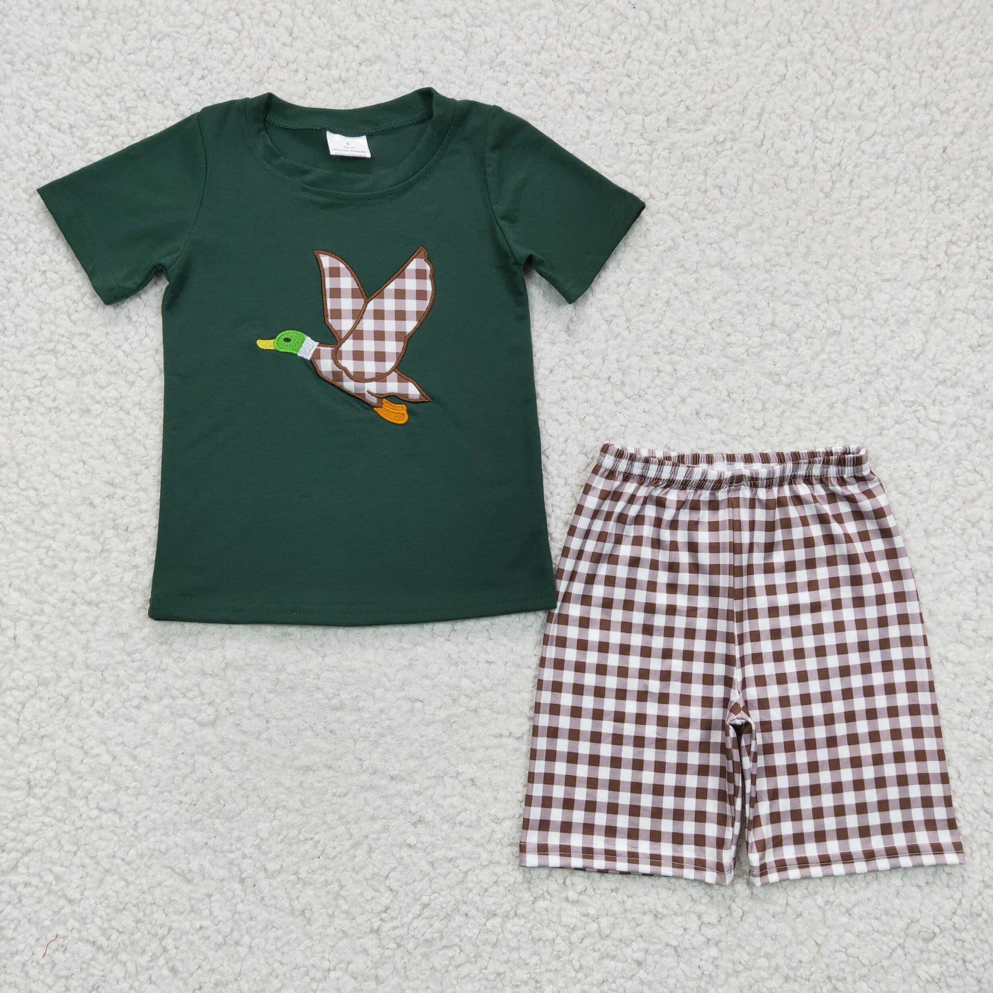 USA Shop Baby Boys Duck Summer Brown Plaid Shorts Sets