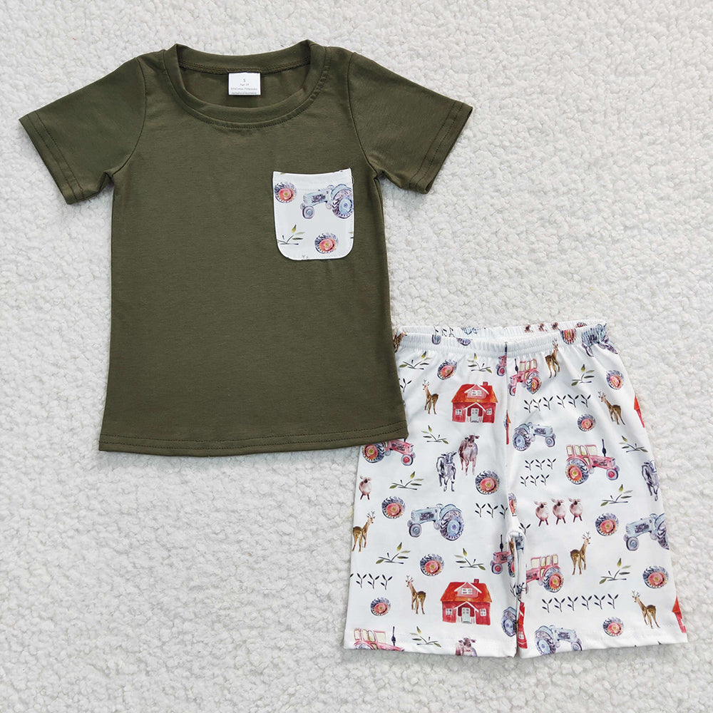 Sibling Baby Boys Farm Pocket Shirt Summer Outfits Clothes Sets