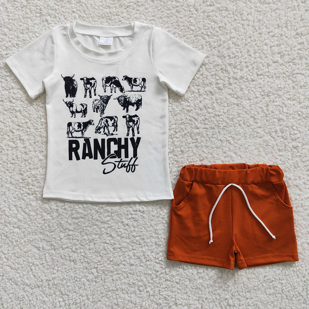 Sibling Brothers Baby Boys Cowboy Western Summer Shorts Sets
