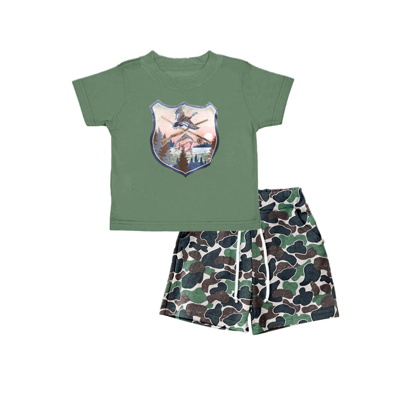 Baby Boys Duck Tops Green Camo Shorts Clothes Sets preorder