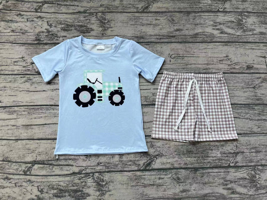 Baby Boys Farm Tractor Shirt Top Shorts Clothes Sets