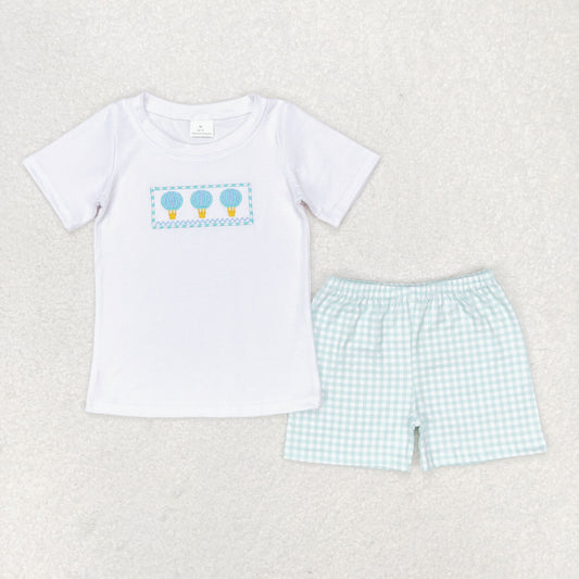 Sibling Baby Boys Short Sleeve Embroidery Sea Boats Top Shorts Clothes Sets