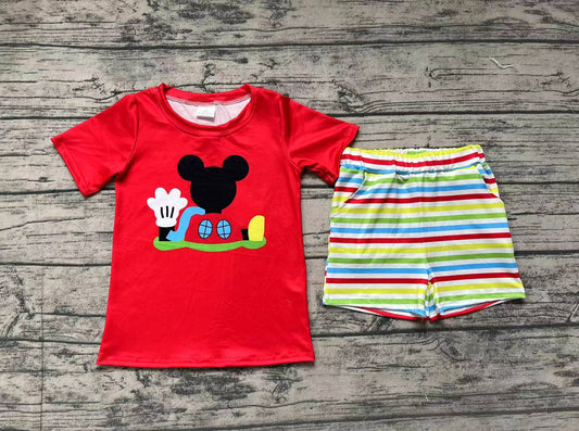Baby Boys Red Mouse Head Shirt Top Stripes Shorts Clothes Sets