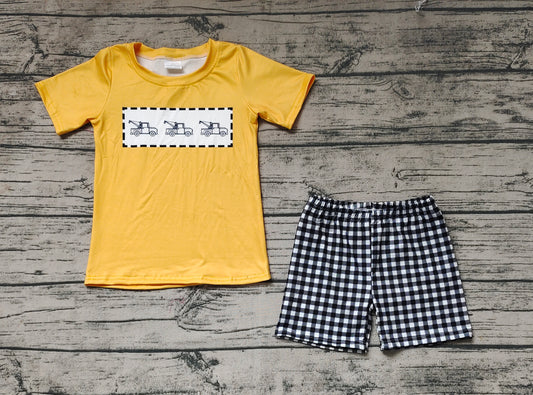 Baby Boys Trucks Short Sleeve Tee Checkered Shorts Clothes Sets