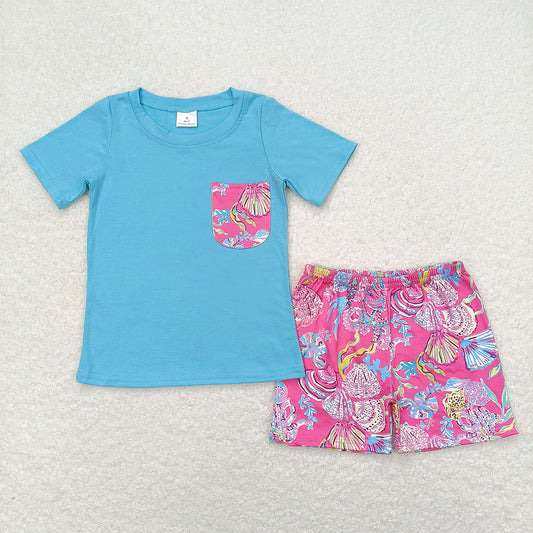 Sibling Baby Boys Pocket Tee Shirts Tops Sea Shorts Outfits