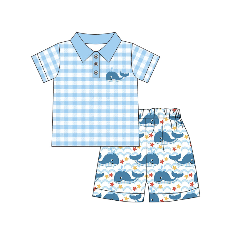 Baby Boys Whale Short Sleeve Tee Shirts Tops Shorts Clothes Sets Preorder