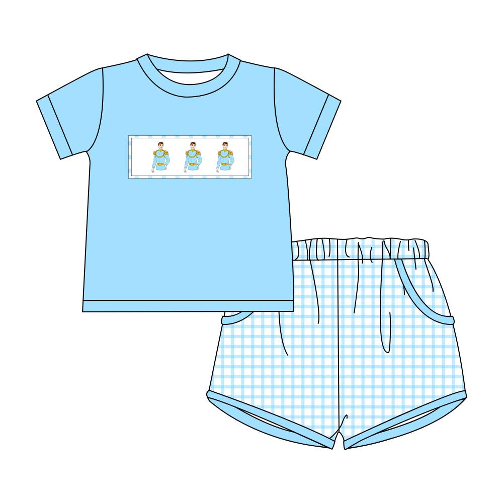 Baby Boys Prince Tee Shirts Tops Checkered Shorts Clothes Sets Preorder