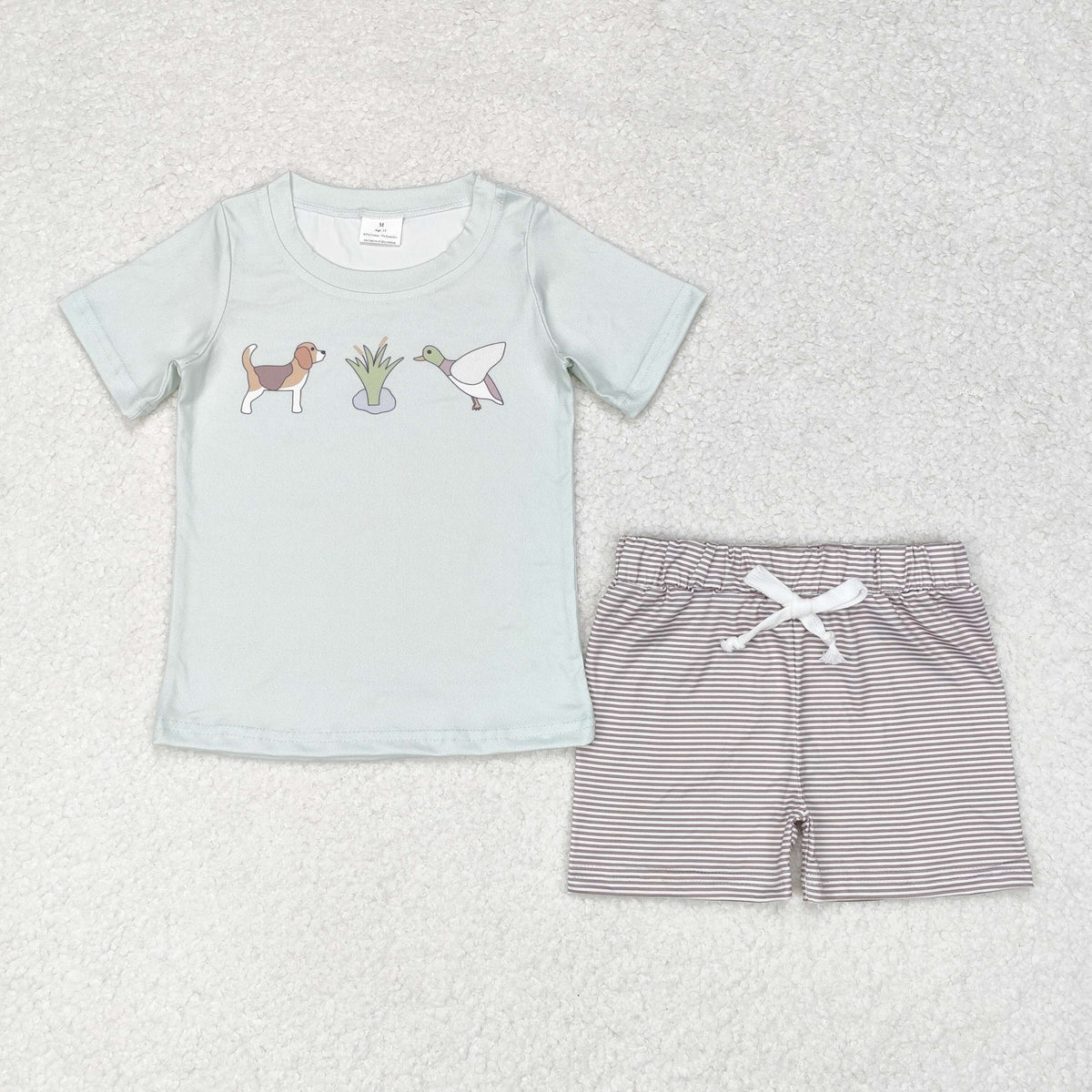 Sibling Baby Boys Short Sleeve Ducks Deer Top Pockets Short Hunting Clothes Sets