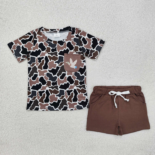 Baby Boys Duck Camo Pocket Shirt Shorts Clothes Sets