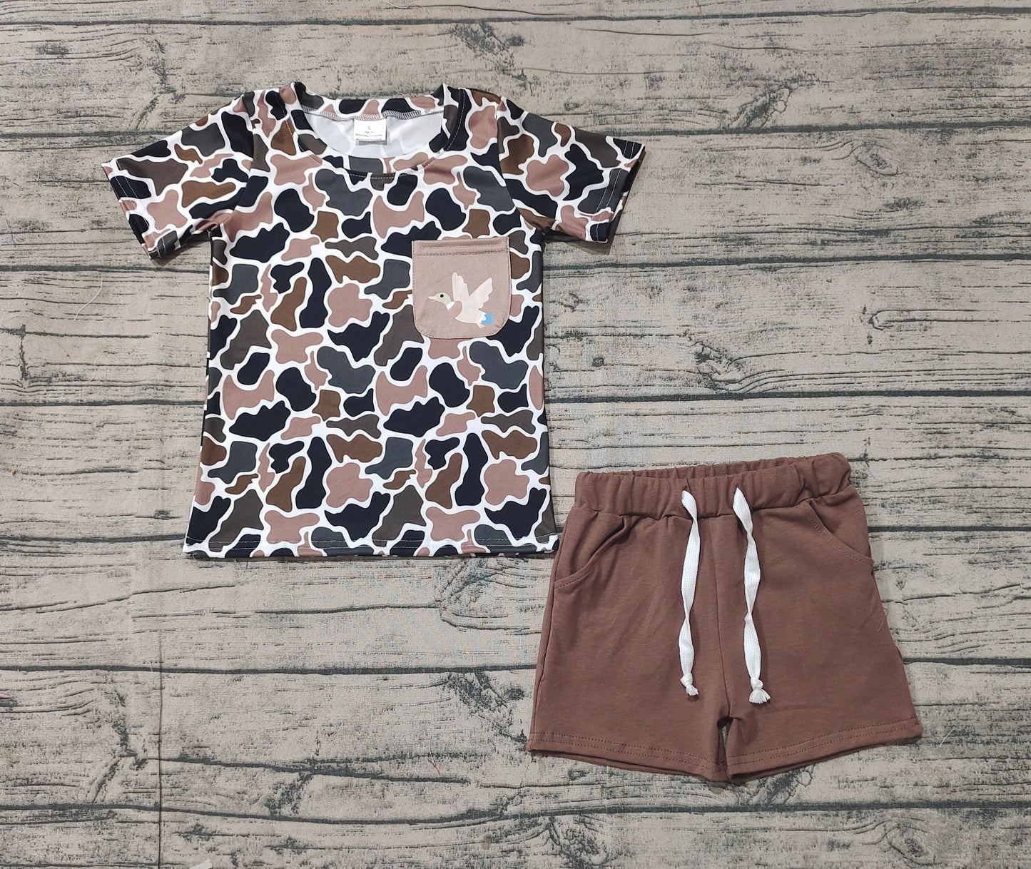 Baby Boys Duck Camo Pocket Shirt Shorts Clothes Sets