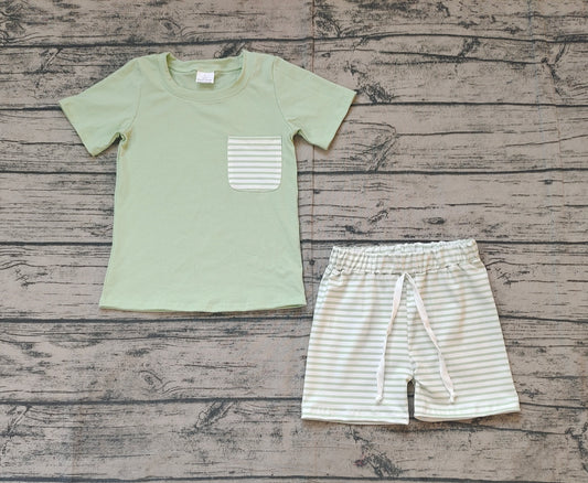 Baby Boys Spring Green Shirts Stripes Shorts Clothes Sets