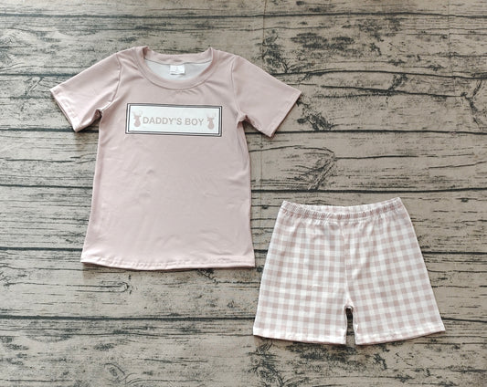 Baby Boys Daddy's Boy Deers Top Checkered Shorts Clothes Sets