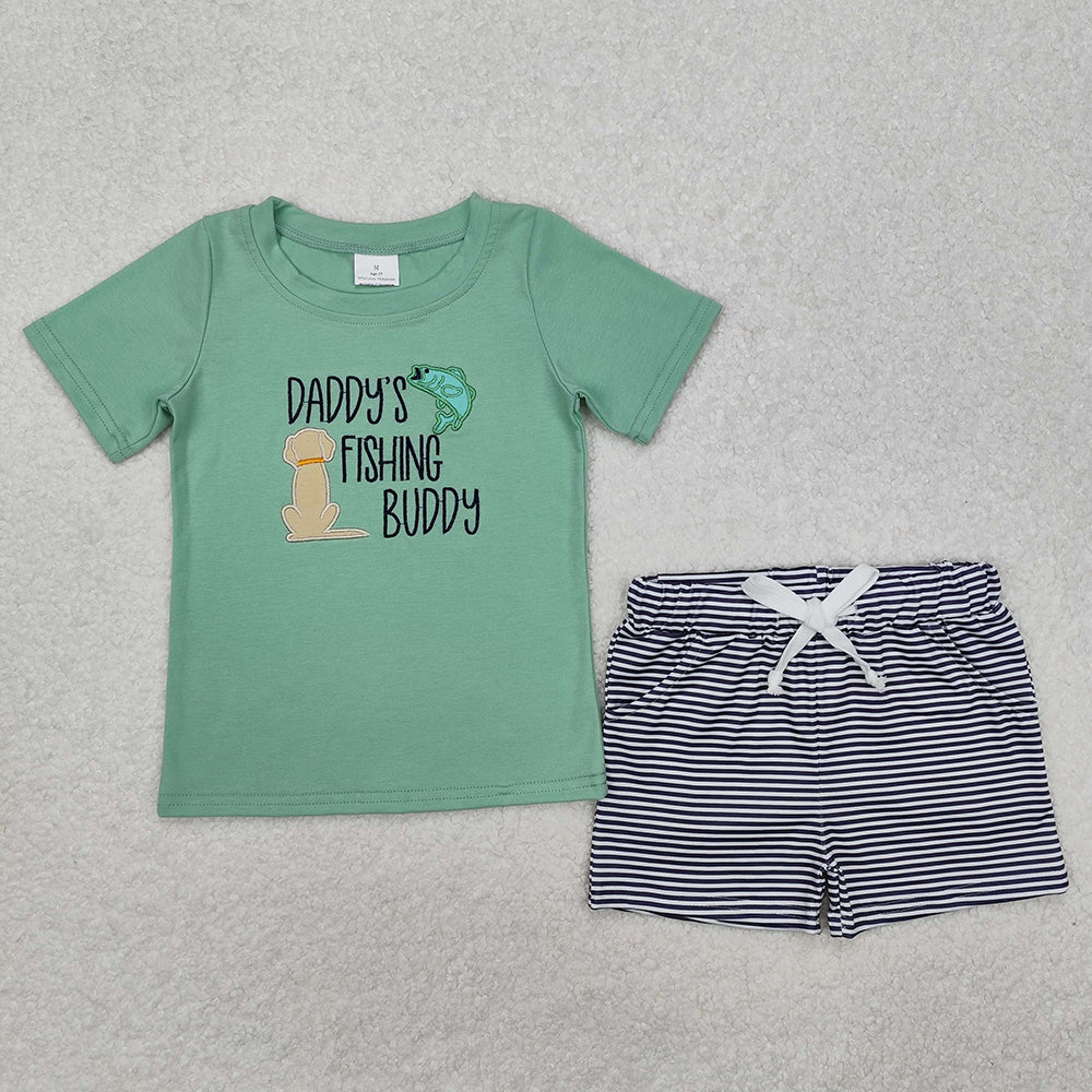 Baby Boys Daddy's Fishing Buddy Tops Shorts Clothes Sets