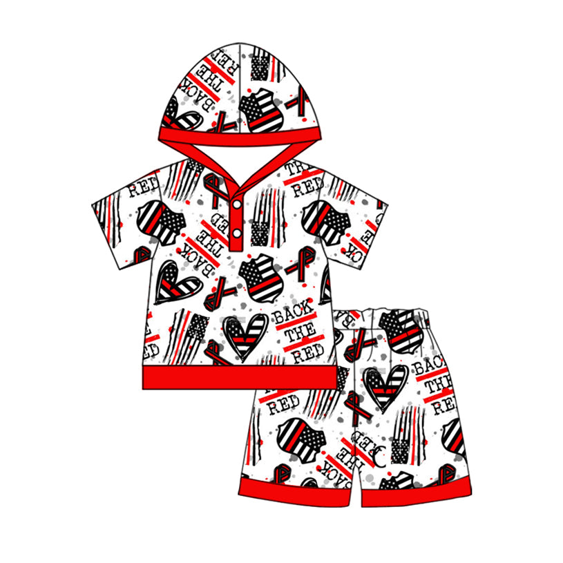 Baby Boys Back The Red Flag Hooded Tops Shorts Clothes Sets Preorder