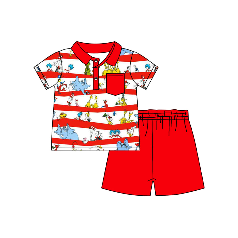 Baby Boys Dr Reading Red Pocket Shirt Shorts Clothes Sets Preorder