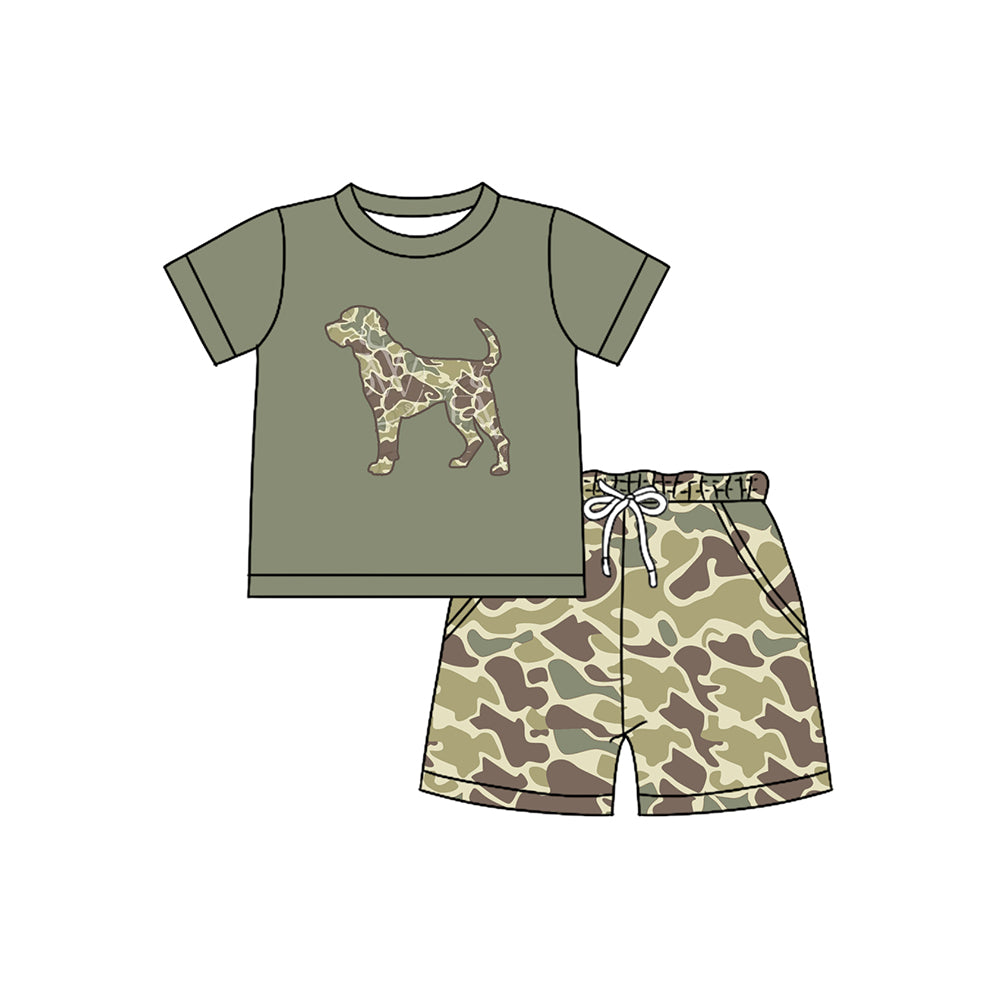 Baby Boys Dog Hunting Shirt Camo Shorts Clothes Sets Preorder