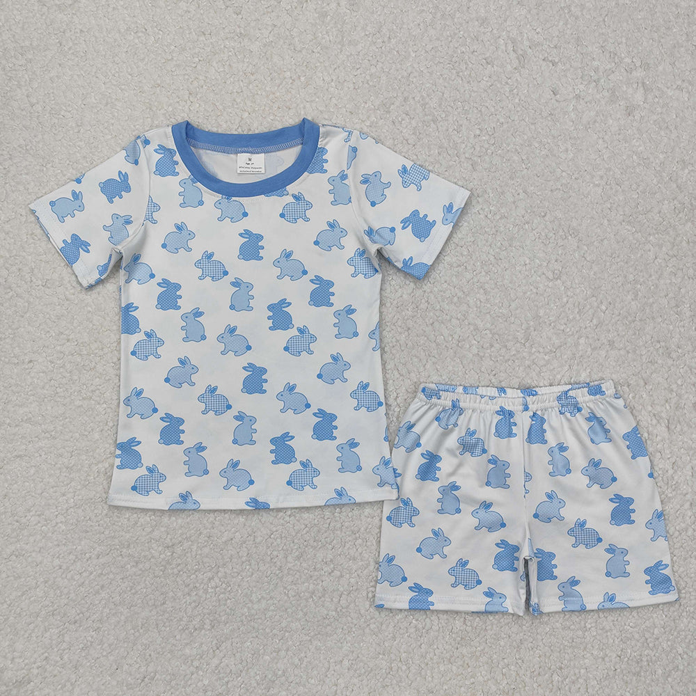 Sibling Boys Baby Girls Easter Rabbits Shirt Shorts Pajamas Suits