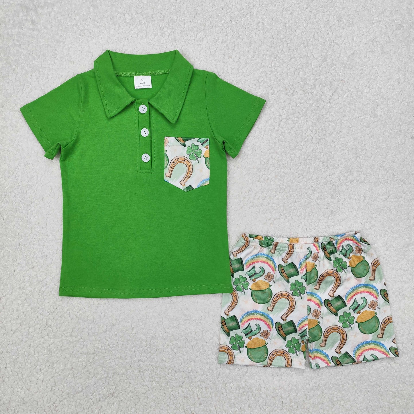 Sibling Boys Baby Girls St Patrick Day Qautrefoil Outfits Clothes Sets