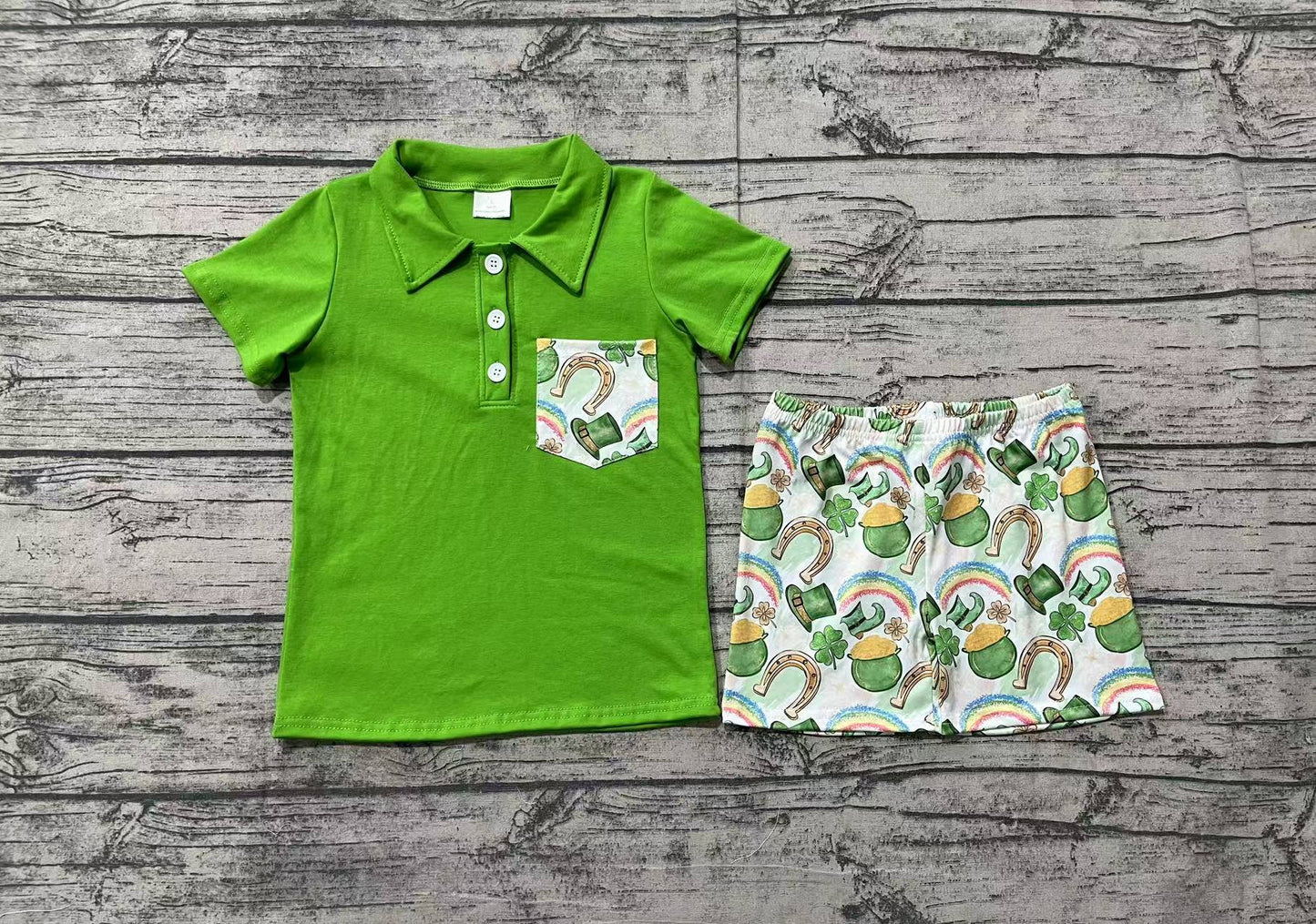 Baby Boys St Patrick Day Qautrefoil Shirts Shorts Clothes Sets
