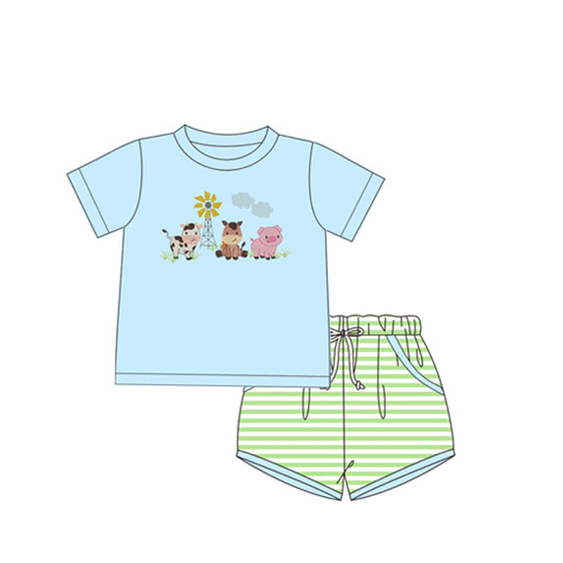 Baby Boys Aqua Animals Shirt Shorts Clothes Sets Preorder