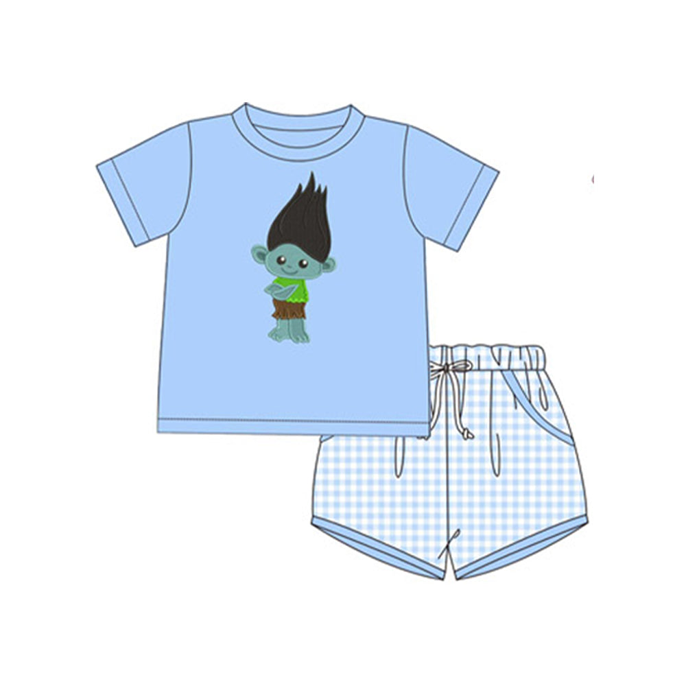 Baby Boys Blue Long Hair Cartoon Shirts Shorts Clothes Sets Preorder