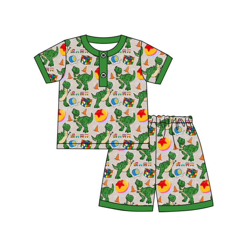 Baby Boys Dinosaurs Toys Pocket Shirts Shorts Pajamas Clothes Sets Preorder