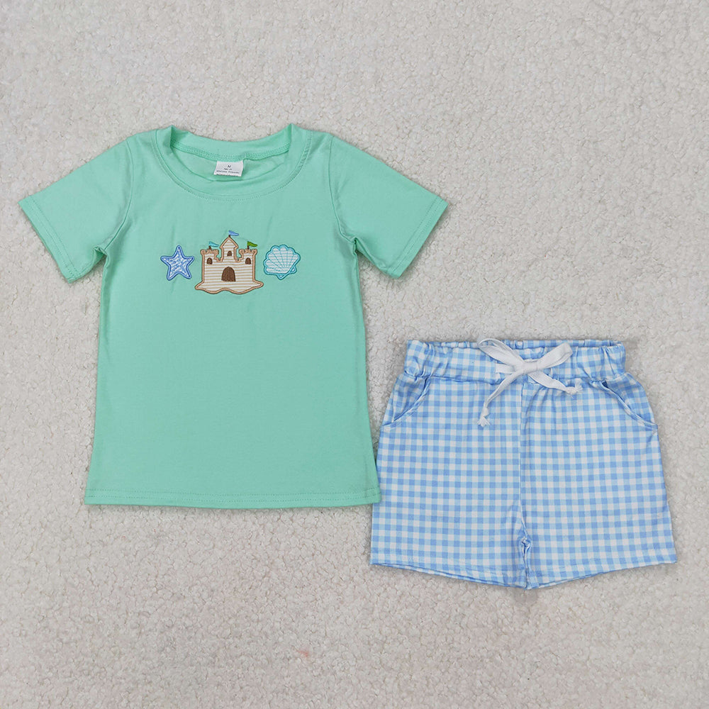 Sibling Embroidery Baby Girls Castle Star Summer Outfits Sets