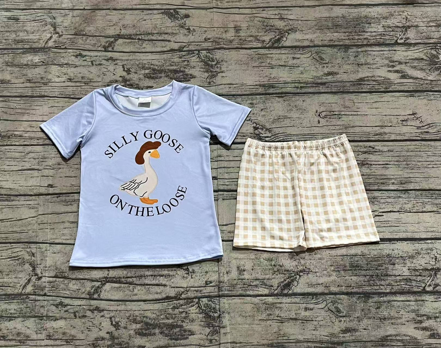 Baby Boys Silly Goose Top Checkered Shorts Clothes Sets
