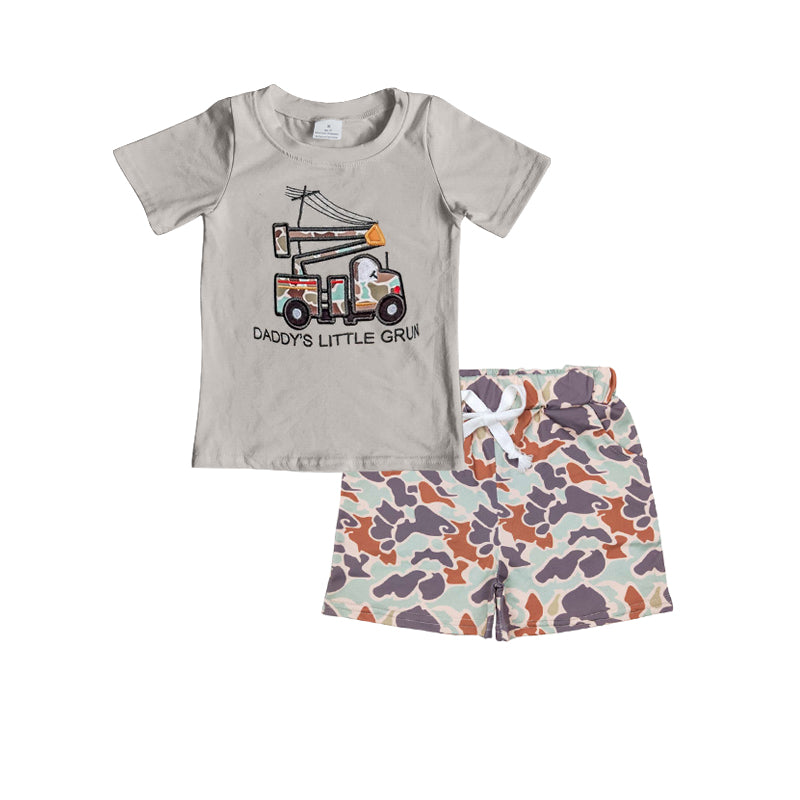Baby Boys Daddy's Little Grun Top Camo Shorts Clothes Sets Preorder