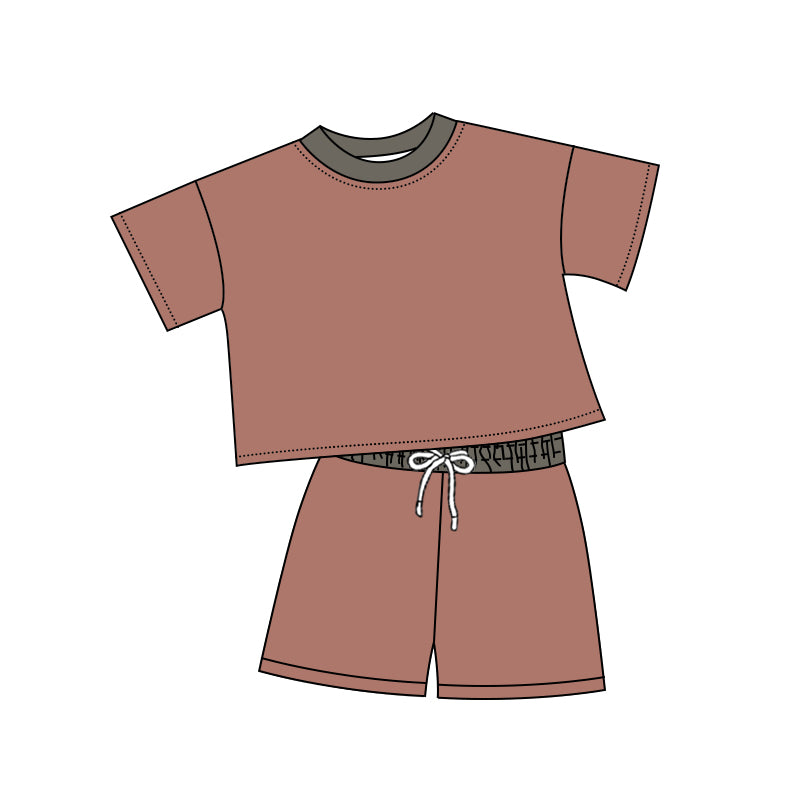 Baby Boys Brown Shirt Top Cotton Shorts Clothes Sets Preorder