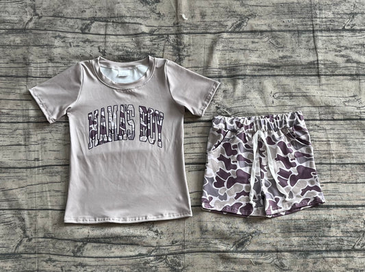 Baby Boys Light Green Mama's Boy Tops Camouflage Shorts Clothes Sets