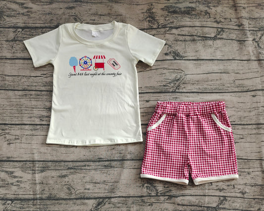 Baby Boys Ice Cream Store Top Red Plaid Pockets Shorts Sets