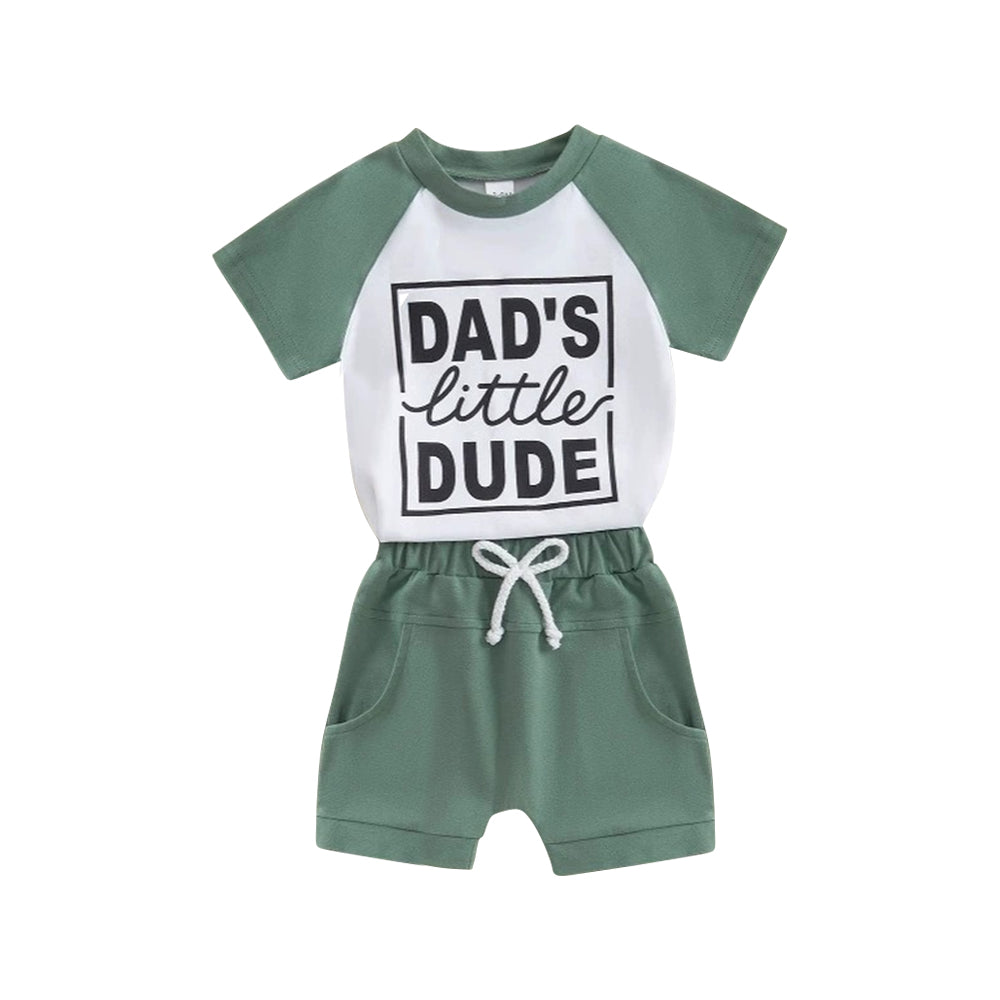 Baby Boys Aqua Short Sleeves Dad's Litter Top Pockets Short Set Preorder
