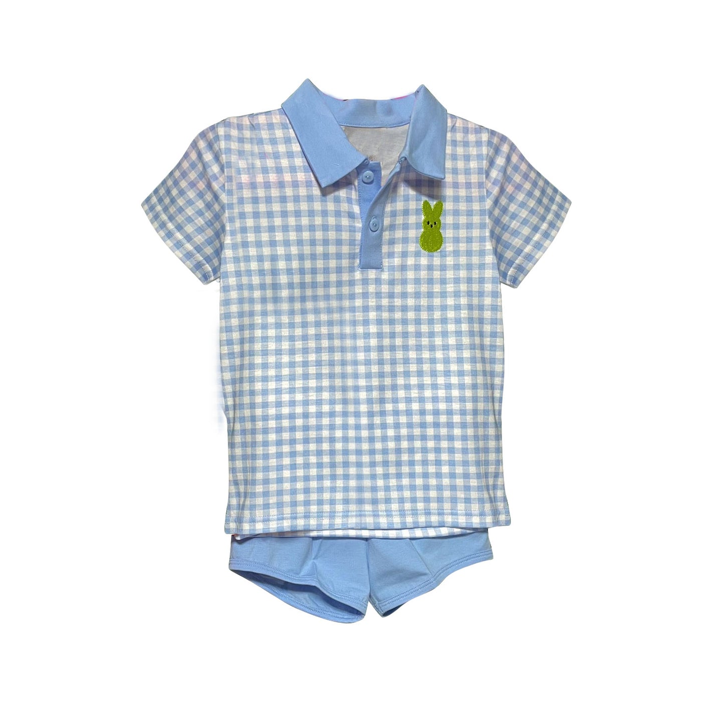 Baby Boys Blue Checked Button Rabbit Top Shorts Easter Clothes Sets Preorder